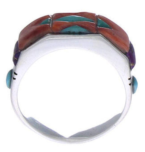 Southwestern Jewelry Multicolor Silver Ring Size 6-3/4 AX37251